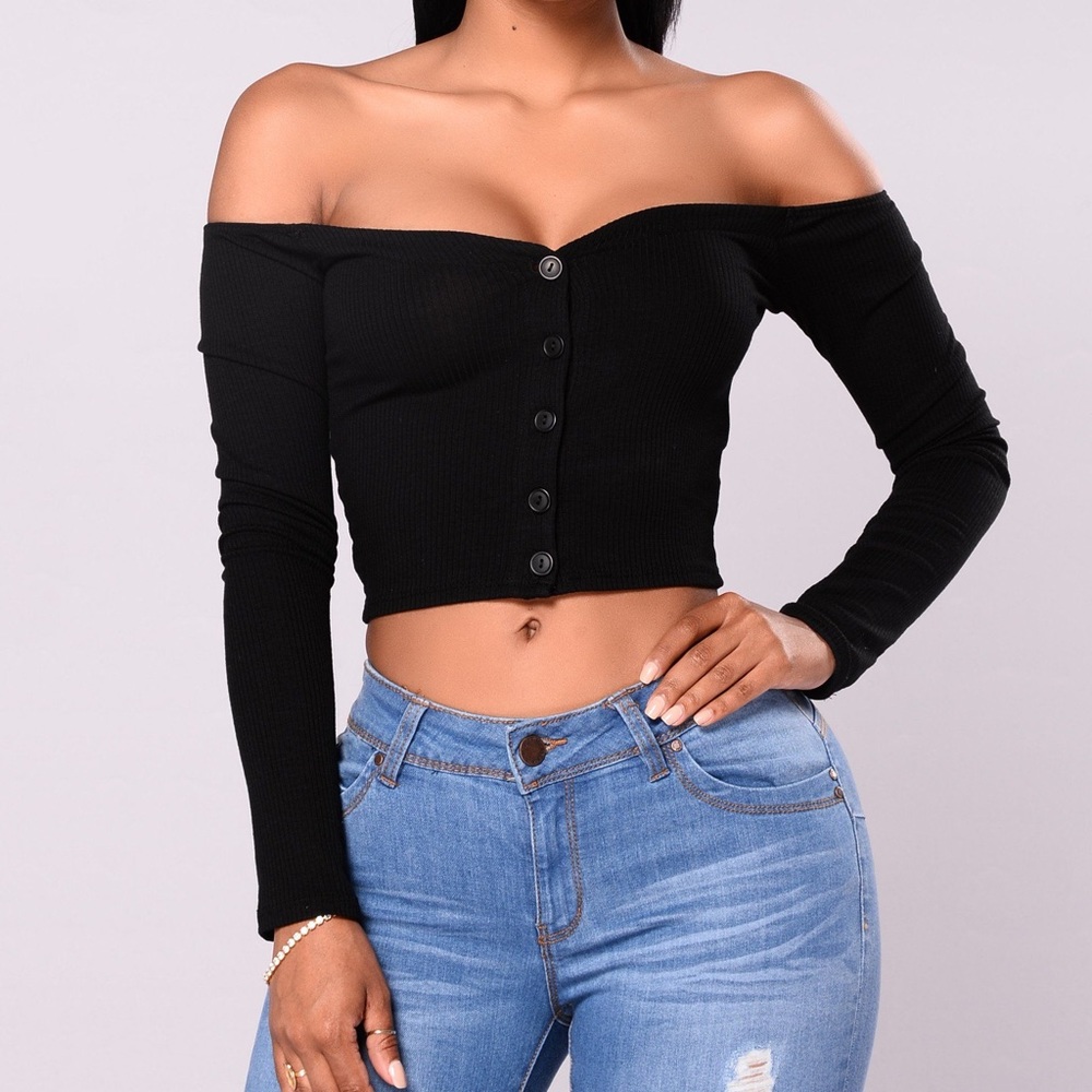 Black off the shoulder top